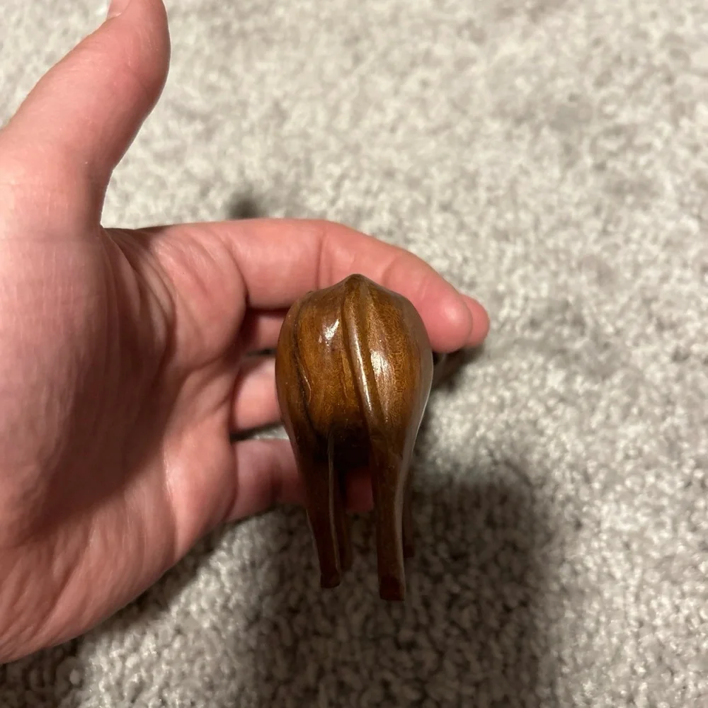 Vintage Hand Carved Wooden Elephant 5x3.5’ & Wooden Ox 3.5x2.5’